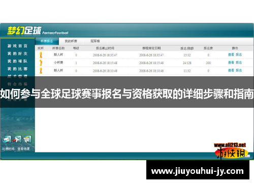 如何参与全球足球赛事报名与资格获取的详细步骤和指南